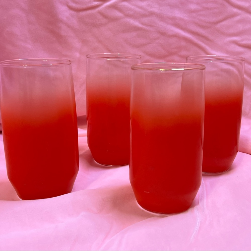 Set of Four vintage  Blendo looking Red Ombre Glasses